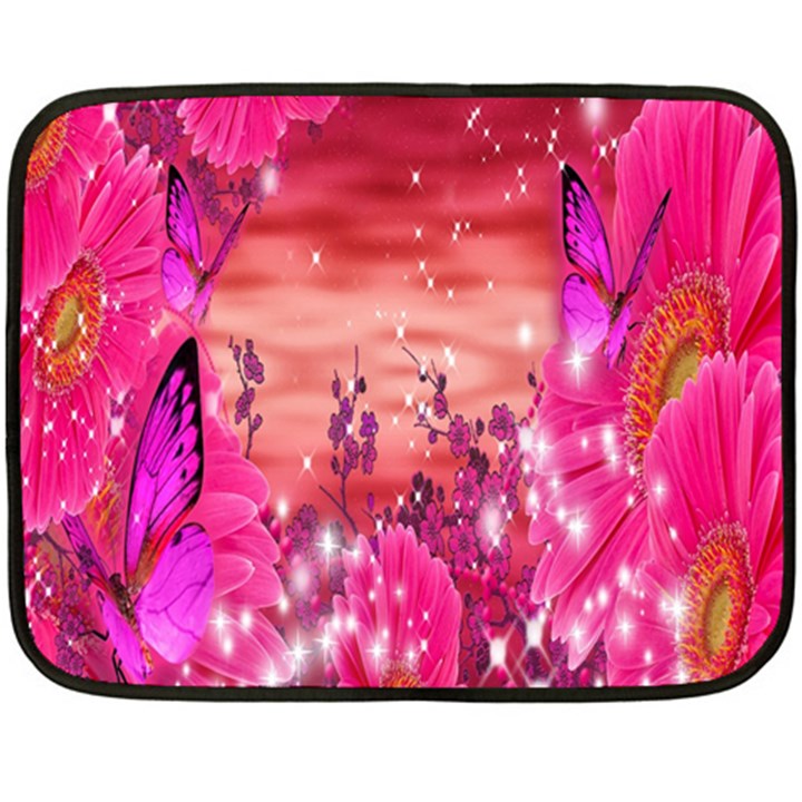 Flowers Neon Stars Glow Pink Sakura Gerberas Sparkle Shine Daisies Bright Gerbera Butterflies Sunris Fleece Blanket (Mini)