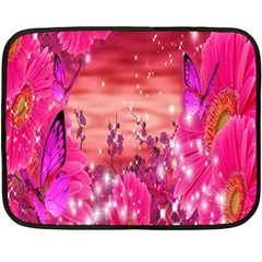 Flowers Neon Stars Glow Pink Sakura Gerberas Sparkle Shine Daisies Bright Gerbera Butterflies Sunris Double Sided Fleece Blanket (mini)  by Simbadda