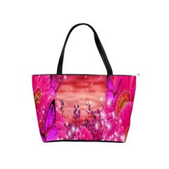 Flowers Neon Stars Glow Pink Sakura Gerberas Sparkle Shine Daisies Bright Gerbera Butterflies Sunris Shoulder Handbags by Simbadda