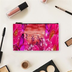 Flowers Neon Stars Glow Pink Sakura Gerberas Sparkle Shine Daisies Bright Gerbera Butterflies Sunris Cosmetic Bag (small)  by Simbadda