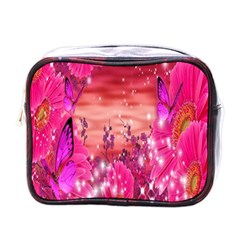 Flowers Neon Stars Glow Pink Sakura Gerberas Sparkle Shine Daisies Bright Gerbera Butterflies Sunris Mini Toiletries Bags by Simbadda