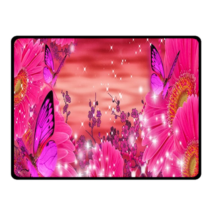 Flowers Neon Stars Glow Pink Sakura Gerberas Sparkle Shine Daisies Bright Gerbera Butterflies Sunris Fleece Blanket (Small)