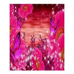 Flowers Neon Stars Glow Pink Sakura Gerberas Sparkle Shine Daisies Bright Gerbera Butterflies Sunris Shower Curtain 60  X 72  (medium)  by Simbadda