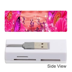 Flowers Neon Stars Glow Pink Sakura Gerberas Sparkle Shine Daisies Bright Gerbera Butterflies Sunris Memory Card Reader (stick)  by Simbadda