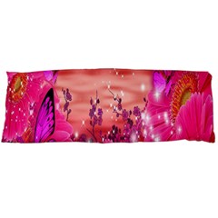 Flowers Neon Stars Glow Pink Sakura Gerberas Sparkle Shine Daisies Bright Gerbera Butterflies Sunris Body Pillow Case (dakimakura) by Simbadda