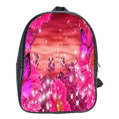 Flowers Neon Stars Glow Pink Sakura Gerberas Sparkle Shine Daisies Bright Gerbera Butterflies Sunris School Bags (xl)  by Simbadda