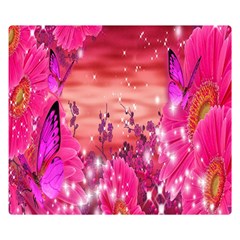 Flowers Neon Stars Glow Pink Sakura Gerberas Sparkle Shine Daisies Bright Gerbera Butterflies Sunris Double Sided Flano Blanket (small)  by Simbadda