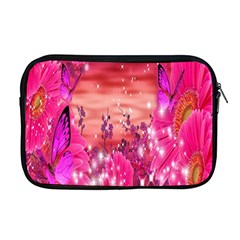 Flowers Neon Stars Glow Pink Sakura Gerberas Sparkle Shine Daisies Bright Gerbera Butterflies Sunris Apple Macbook Pro 17  Zipper Case by Simbadda