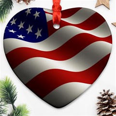 Flag United States Stars Stripes Symbol Ornament (heart) by Simbadda