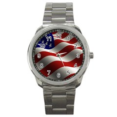 Flag United States Stars Stripes Symbol Sport Metal Watch by Simbadda