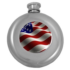 Flag United States Stars Stripes Symbol Round Hip Flask (5 Oz) by Simbadda