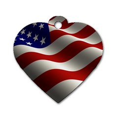 Flag United States Stars Stripes Symbol Dog Tag Heart (one Side) by Simbadda