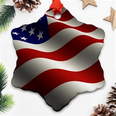 Flag United States Stars Stripes Symbol Snowflake Ornament (two Sides) by Simbadda