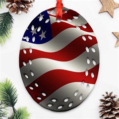 Flag United States Stars Stripes Symbol Oval Filigree Ornament (two Sides) by Simbadda