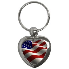 Flag United States Stars Stripes Symbol Key Chains (heart) 