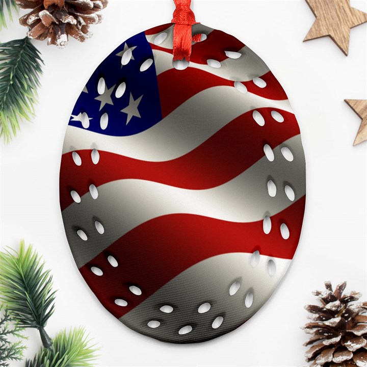 Flag United States Stars Stripes Symbol Ornament (Oval Filigree)