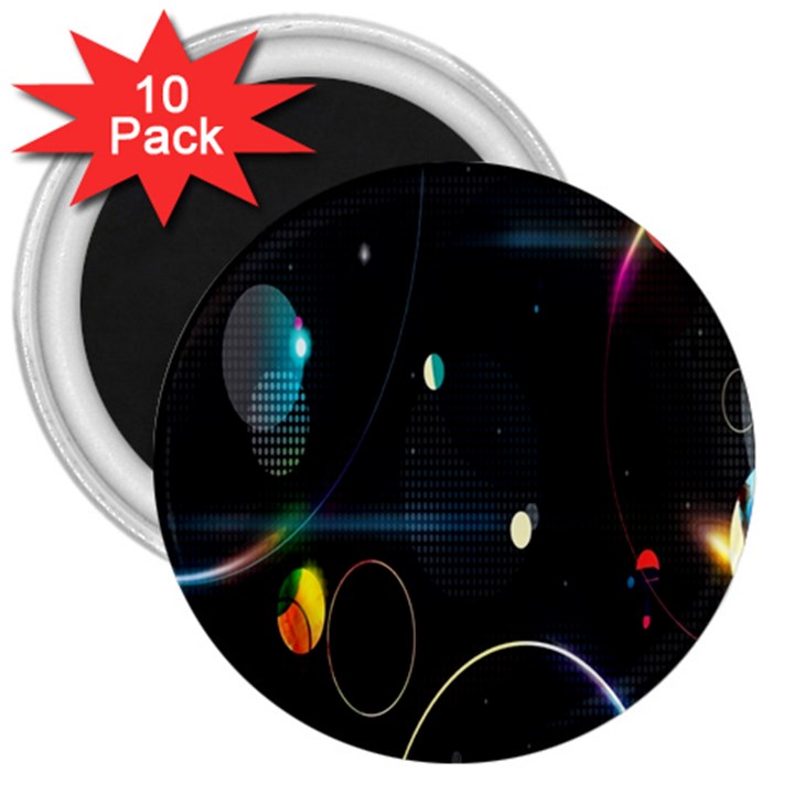 Glare Light Luster Circles Shapes 3  Magnets (10 pack) 