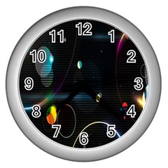 Glare Light Luster Circles Shapes Wall Clocks (silver)  by Simbadda