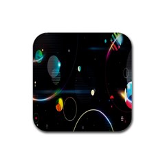 Glare Light Luster Circles Shapes Rubber Square Coaster (4 Pack)  by Simbadda