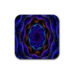 Flowers Dive Neon Light Patterns Rubber Square Coaster (4 Pack)  by Simbadda