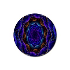 Flowers Dive Neon Light Patterns Rubber Coaster (round)  by Simbadda