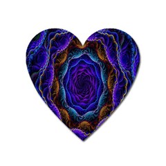 Flowers Dive Neon Light Patterns Heart Magnet by Simbadda