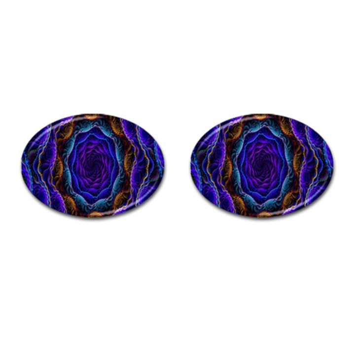 Flowers Dive Neon Light Patterns Cufflinks (Oval)