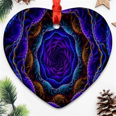 Flowers Dive Neon Light Patterns Heart Ornament (two Sides) by Simbadda