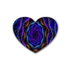 Flowers Dive Neon Light Patterns Rubber Coaster (heart)  by Simbadda