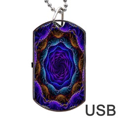 Flowers Dive Neon Light Patterns Dog Tag Usb Flash (one Side) by Simbadda