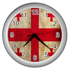 Georgia Flag Mud Texture Pattern Symbol Surface Wall Clocks (silver)  by Simbadda