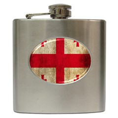 Georgia Flag Mud Texture Pattern Symbol Surface Hip Flask (6 Oz) by Simbadda