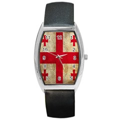 Georgia Flag Mud Texture Pattern Symbol Surface Barrel Style Metal Watch by Simbadda