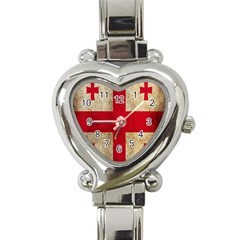 Georgia Flag Mud Texture Pattern Symbol Surface Heart Italian Charm Watch by Simbadda