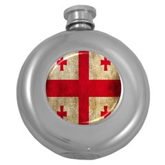 Georgia Flag Mud Texture Pattern Symbol Surface Round Hip Flask (5 Oz) by Simbadda