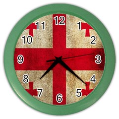 Georgia Flag Mud Texture Pattern Symbol Surface Color Wall Clocks by Simbadda