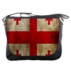 Georgia Flag Mud Texture Pattern Symbol Surface Messenger Bags by Simbadda