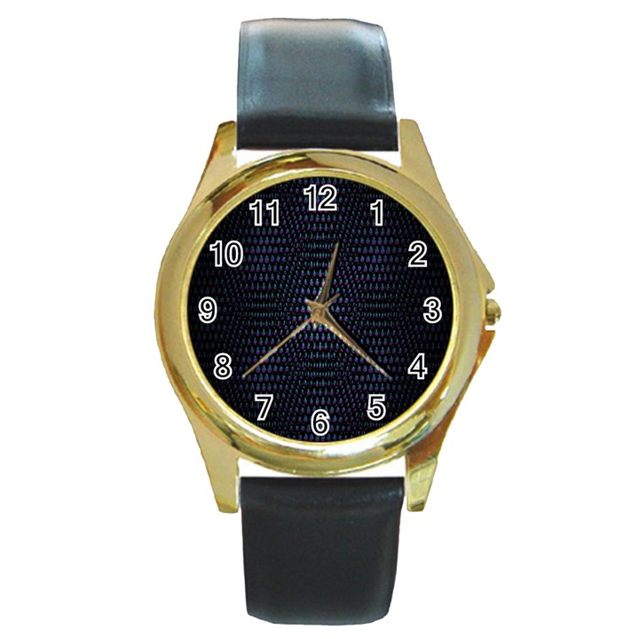 Hexagonal White Dark Mesh Round Gold Metal Watch