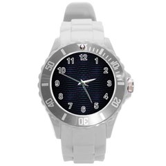 Hexagonal White Dark Mesh Round Plastic Sport Watch (l) by Simbadda