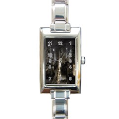 New York United States Of America Night Top View Rectangle Italian Charm Watch by Simbadda