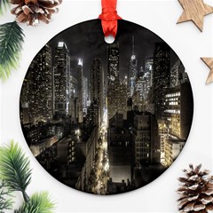 New York United States Of America Night Top View Ornament (round) by Simbadda