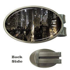 New York United States Of America Night Top View Money Clips (oval)  by Simbadda