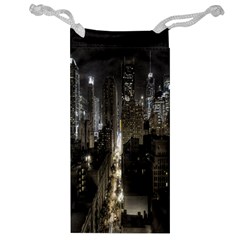 New York United States Of America Night Top View Jewelry Bag by Simbadda