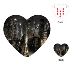 New York United States Of America Night Top View Playing Cards (heart)  by Simbadda