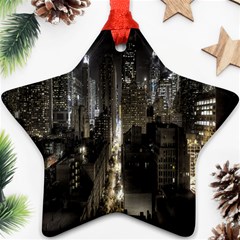 New York United States Of America Night Top View Star Ornament (two Sides) by Simbadda