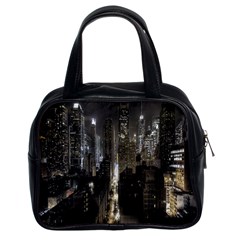 New York United States Of America Night Top View Classic Handbags (2 Sides) by Simbadda