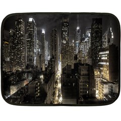 New York United States Of America Night Top View Fleece Blanket (mini) by Simbadda