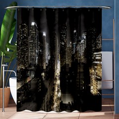 New York United States Of America Night Top View Shower Curtain 60  X 72  (medium)  by Simbadda