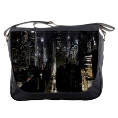 New York United States Of America Night Top View Messenger Bags by Simbadda