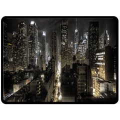 New York United States Of America Night Top View Double Sided Fleece Blanket (large)  by Simbadda